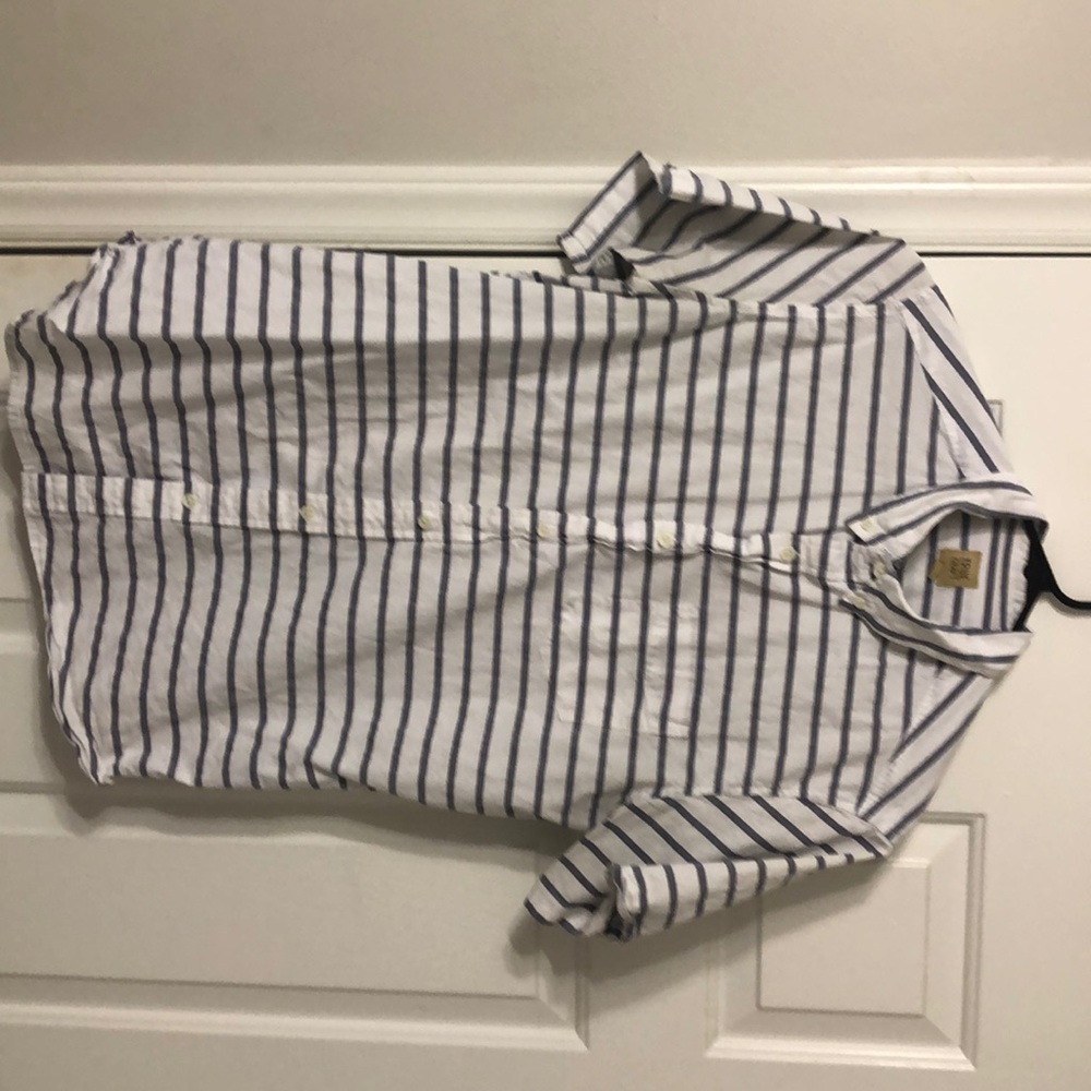 True Craft white button down with blue stripes